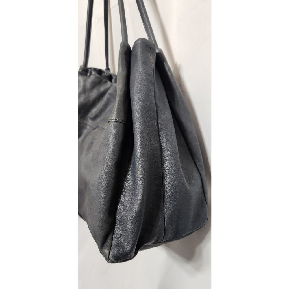 HOBO Charcoal Gray Leather Slouchy Shoulder Bag Tote Oversized Clean Interior - Picture 6 of 7